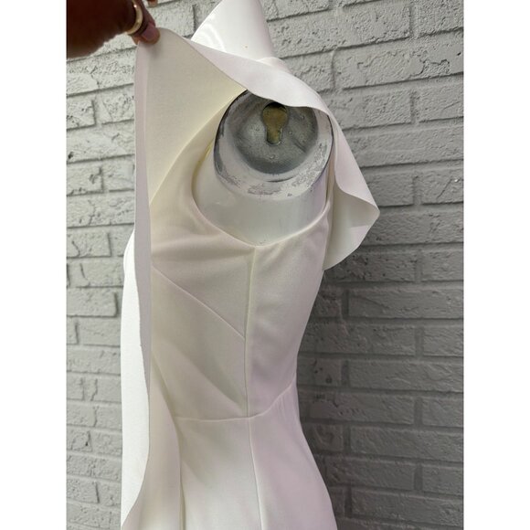 Topshop Women’s White Asymmetrical Ruffle Pencil Midi Dress Size 6 - Picture 6 of 9